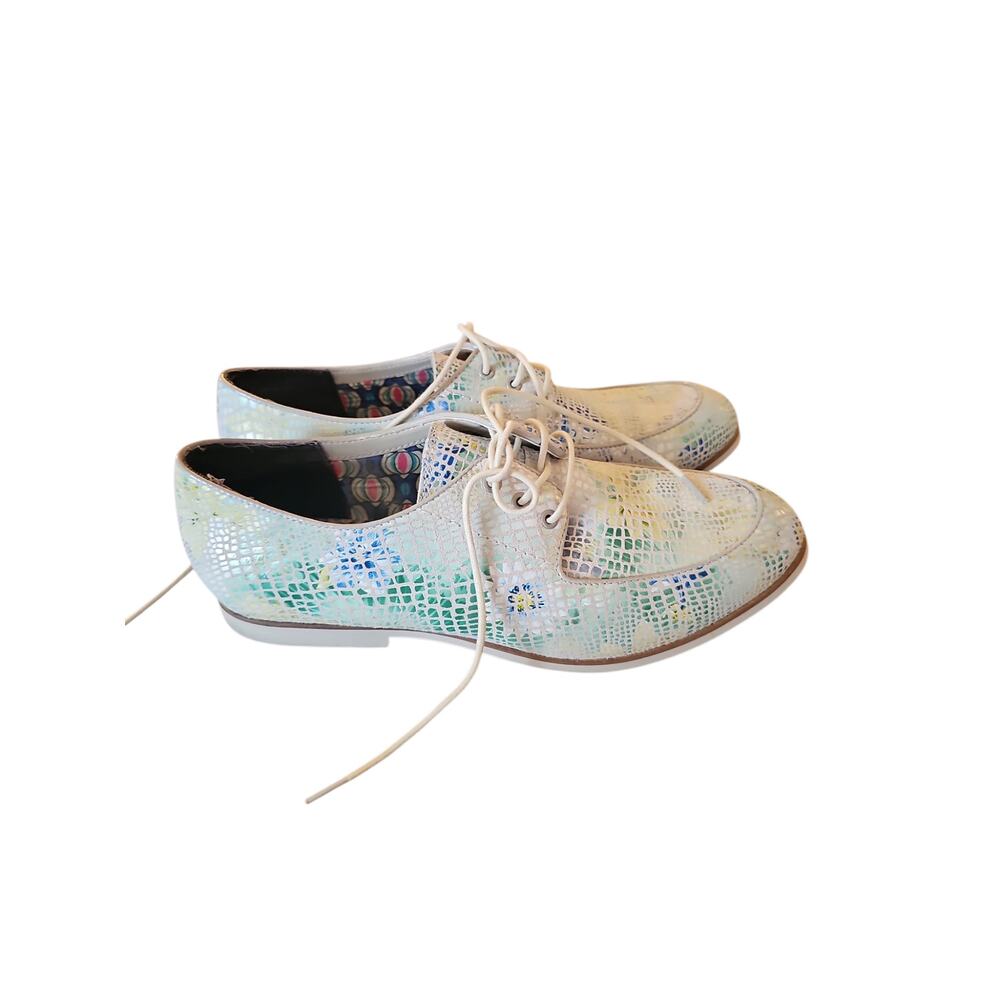 Hush Puppies Suede oxford Loafers Sz 9.5  Nineteen Fifty Eight floral mosaic